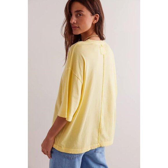 FREE PEOPLE Women's We The Free Perfect Oversized Tee Size L In Mellow Yellow - Picture 3 of 8